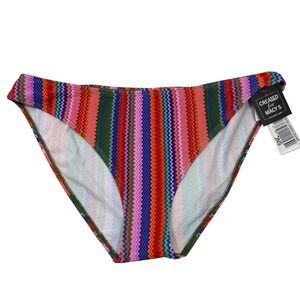 Salt + Cove Womens Textured Chevron Stripe Bikini Bottoms Multi Color L
